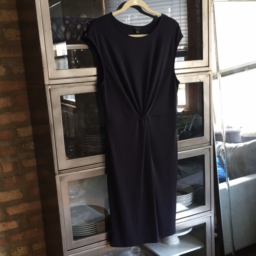 Ann Taylor Navy Dress with front knot detail.